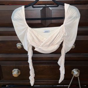 Oh Polly All A Dream Wrap Front Mesh Crop Top